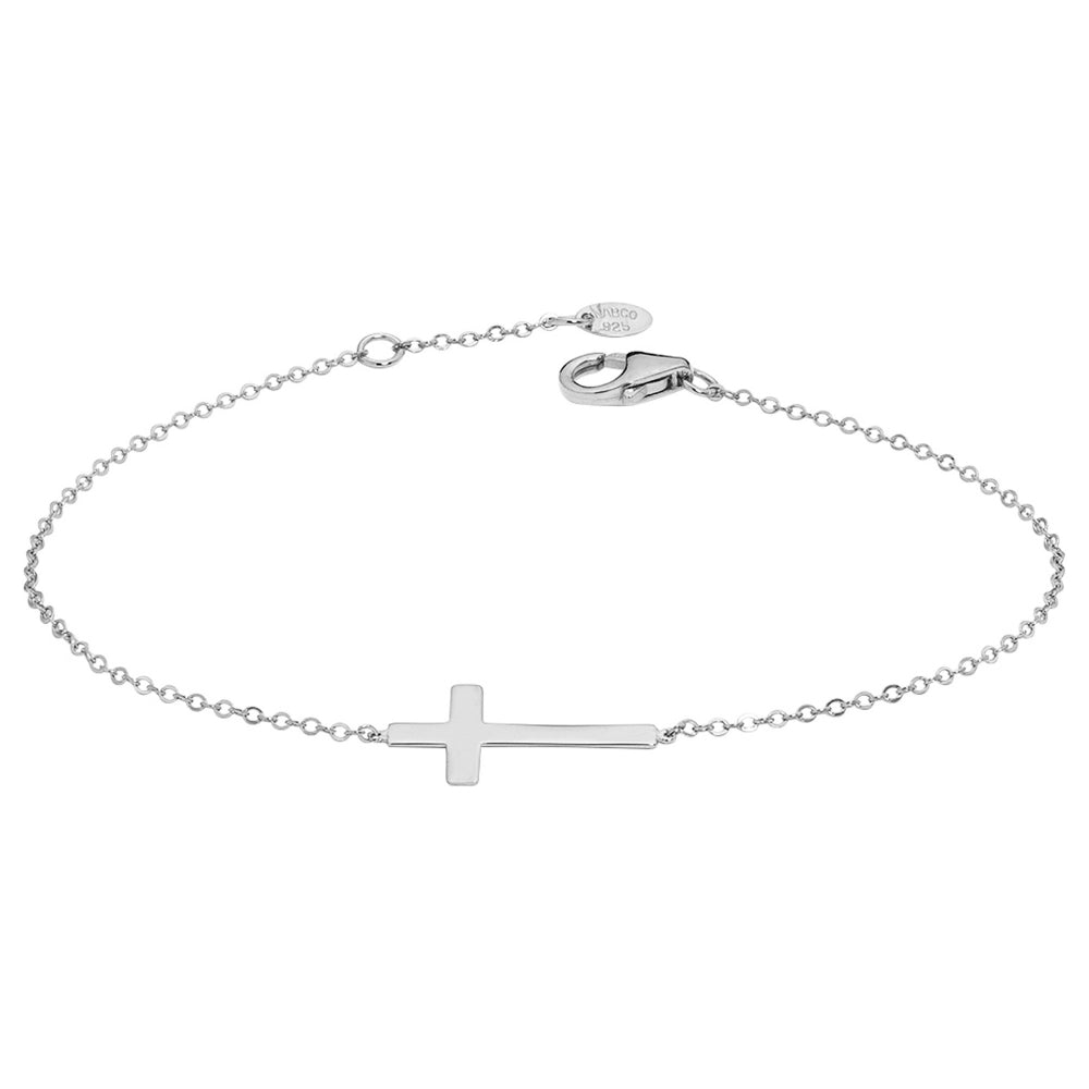 14k White Gold Adjustable Sideways Cross Bracelet for Stylish Statements