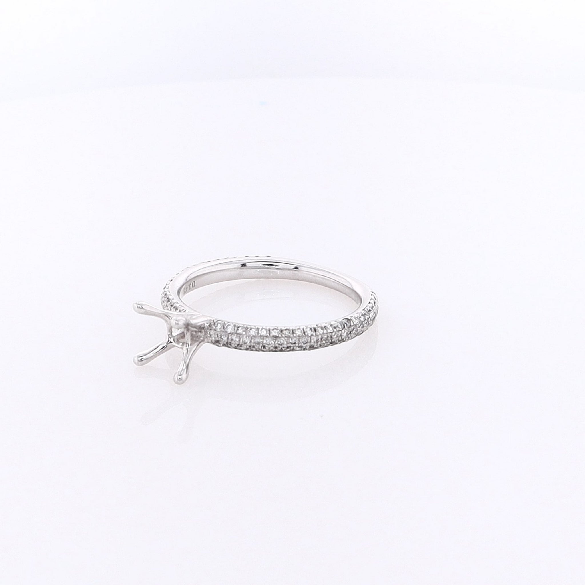 Estate SIMON G 18K White Gold Semi Pave Solitaire Diamond Ring Mounting