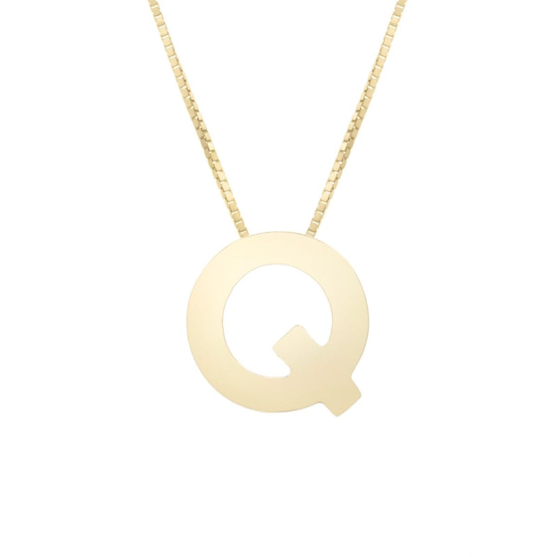 14K Gold Block Letter Initial Fashion Necklace - Available in ALL LETTERS