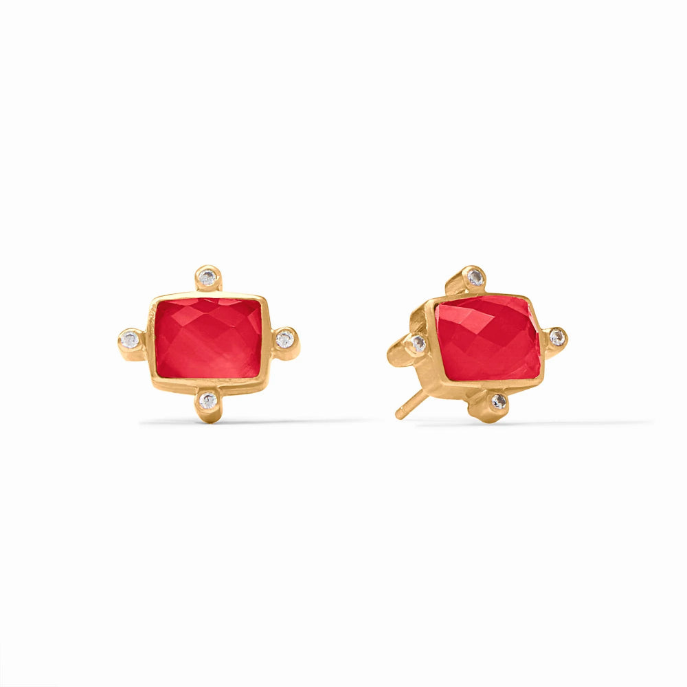 Julie Vos Clara Rose Cut Glass Stud Earrings with Brilliant CZ