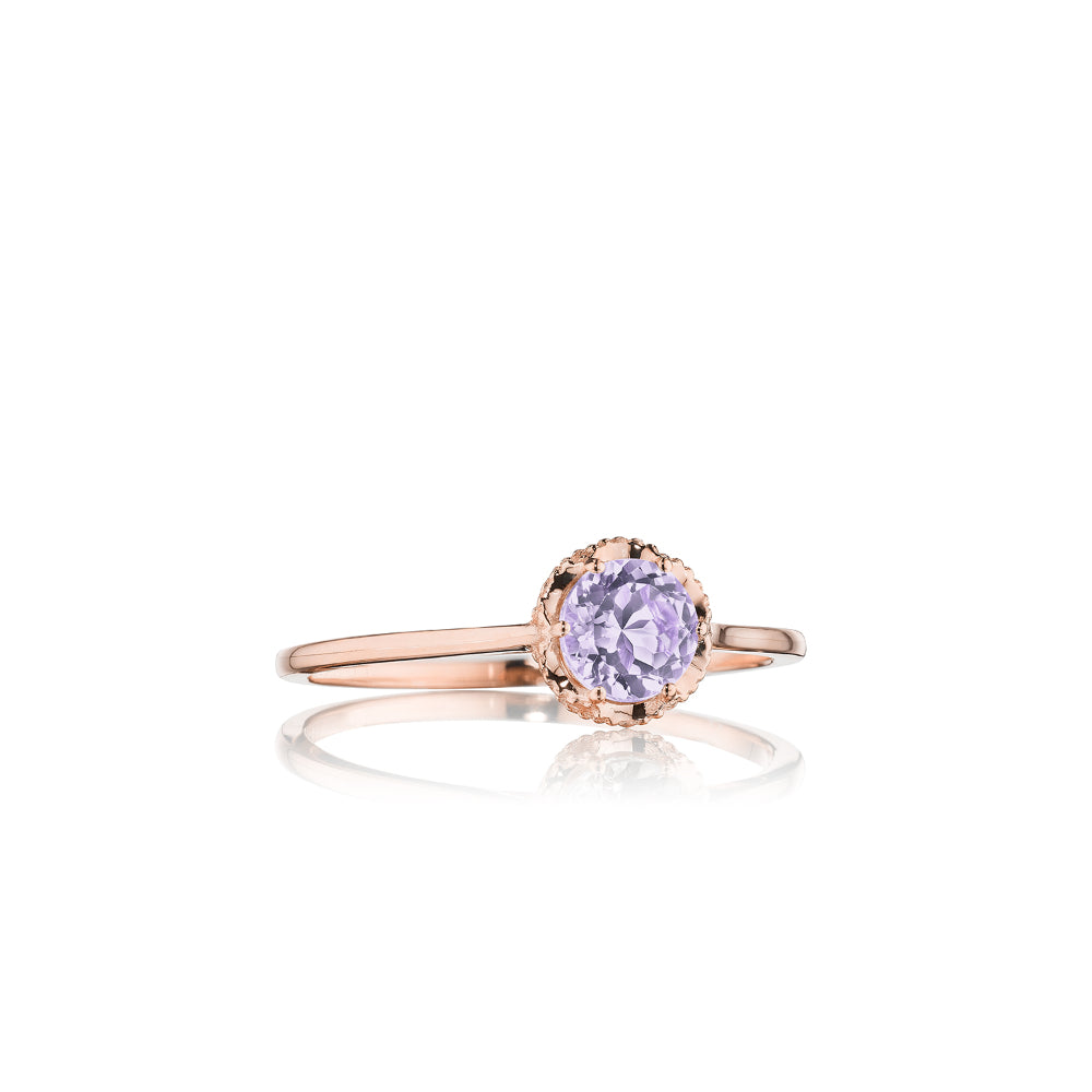 Tacori Delicate 14k Gold Petite Gemstone Crescent Crown Ring