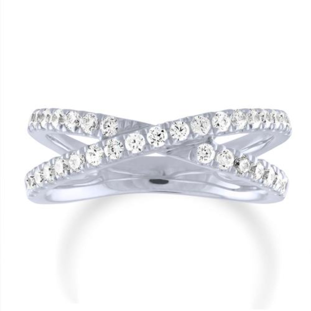 Exquisite 14k Gold Diamond Criss Cross Ring for Special Occasions and Everyday Wear