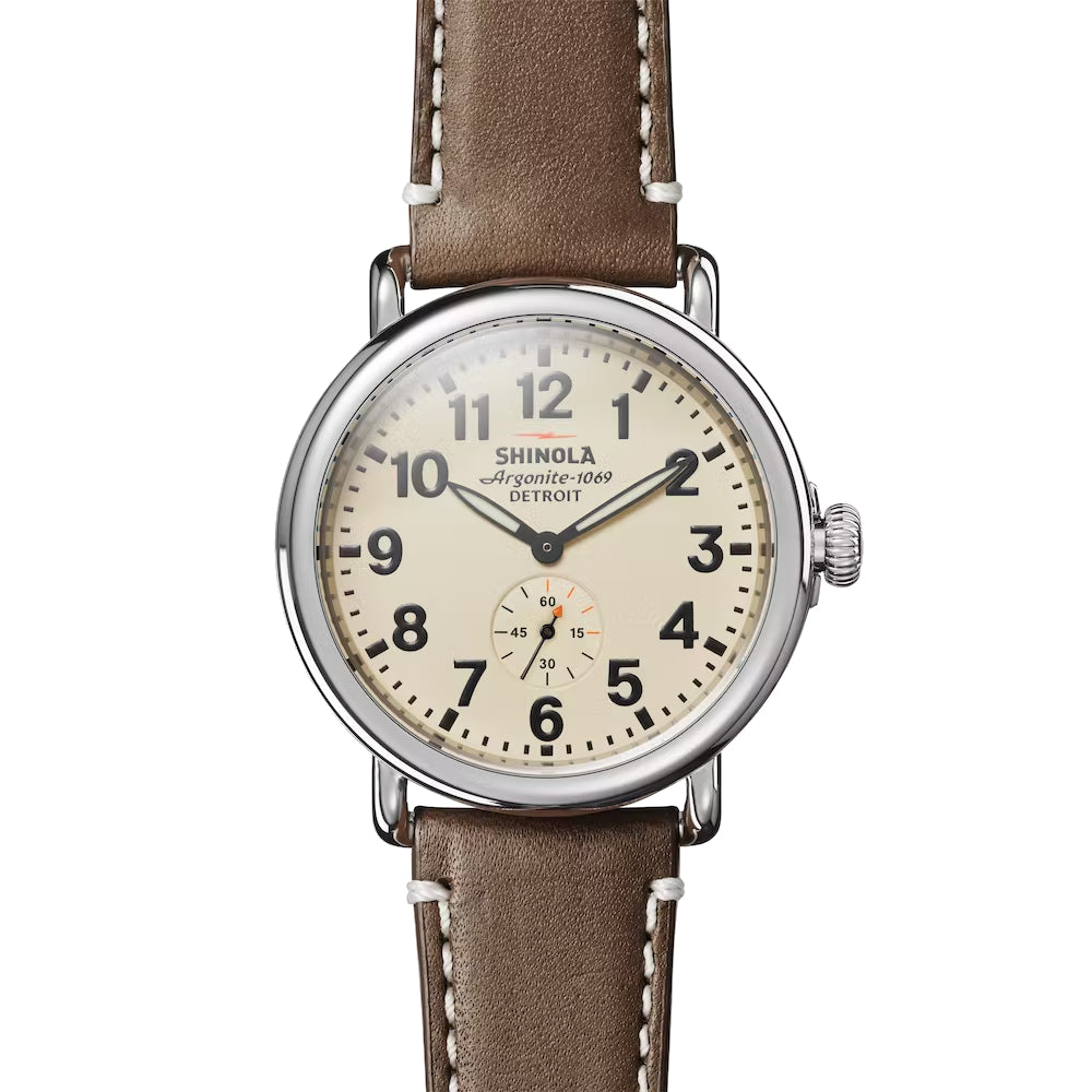 Shinola Runwell 41mm Men's Classic Cream and Dark Brown Quartz Watch