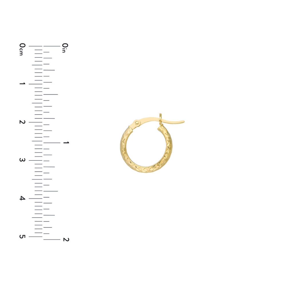 Sparkling 14k Yellow Gold Diamond-Cut Hoop Earrings, 15mm