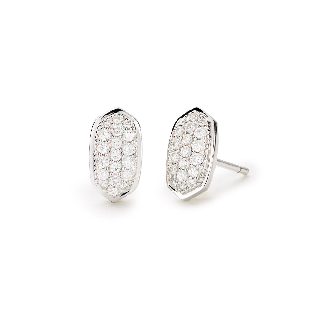 Kendra Scott Amelee Stud Earrings Crafted from 14k Gold with Pave-Set Diamonds