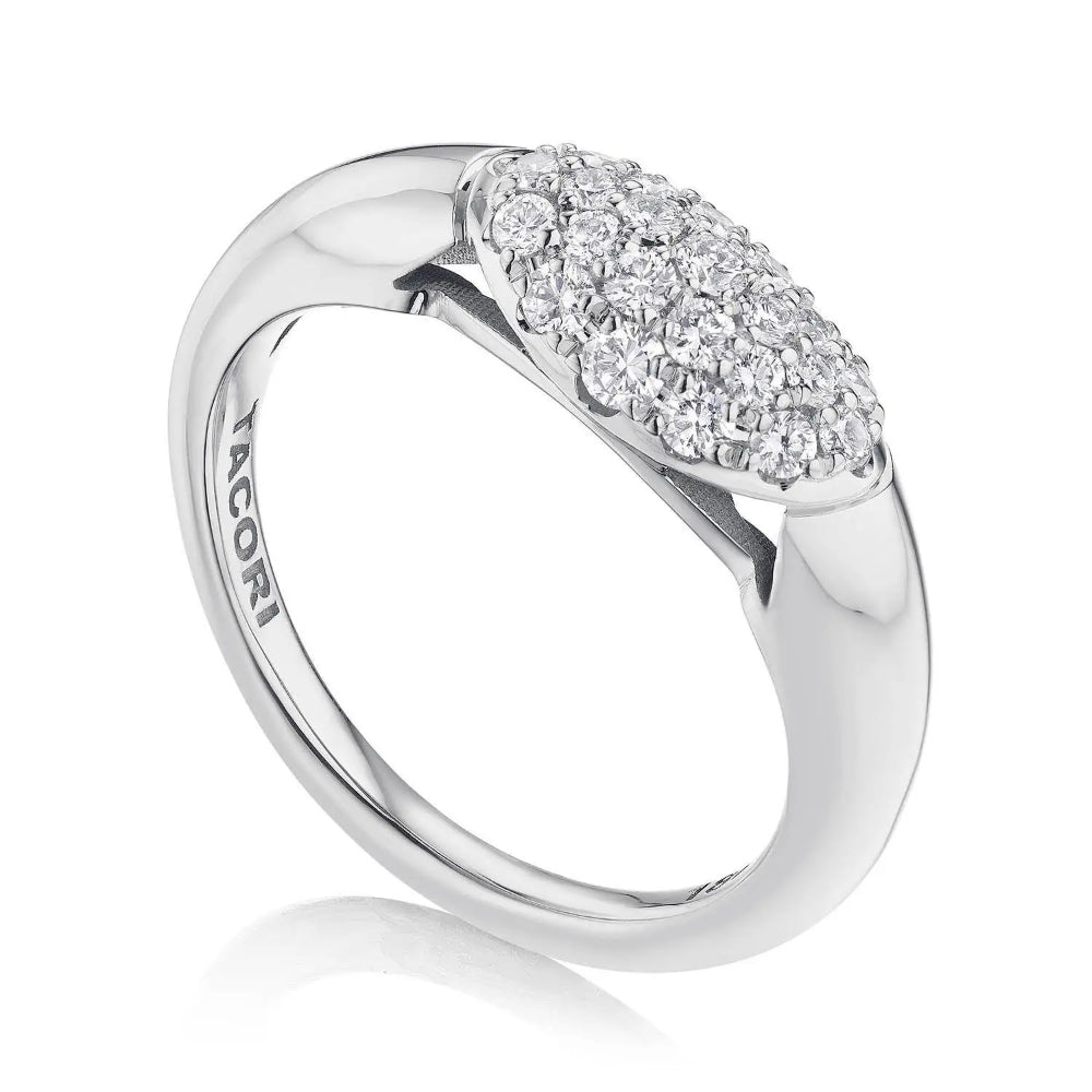 Tacori Petite 18k White Gold Crescent Eclipse Dome Ring with Diamonds