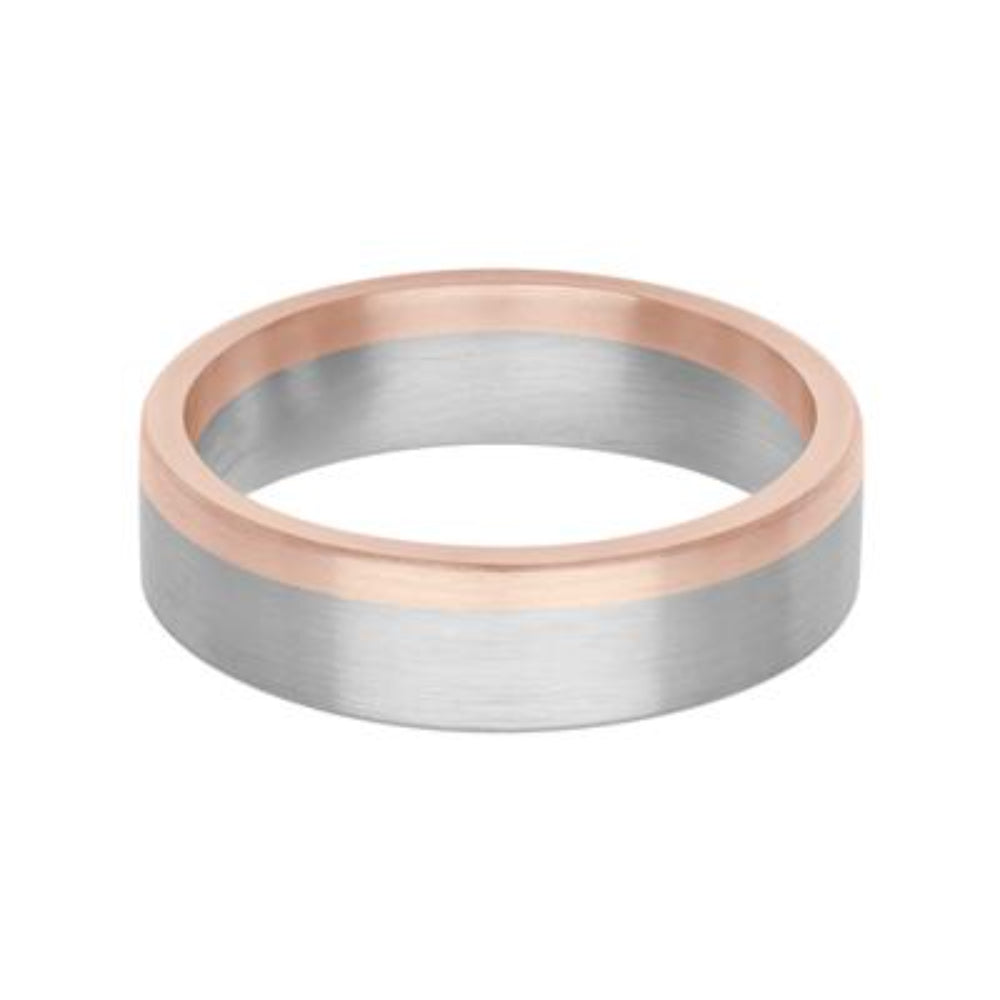 Men's Stylish 6mm 18-karat Gold and Platinum Asymmetrical Fusion Wedding Band