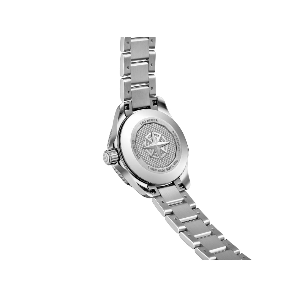 TAG Heuer 30mm Steel/Blue Aquaracer Professional 200 Date Watch with Diamonds