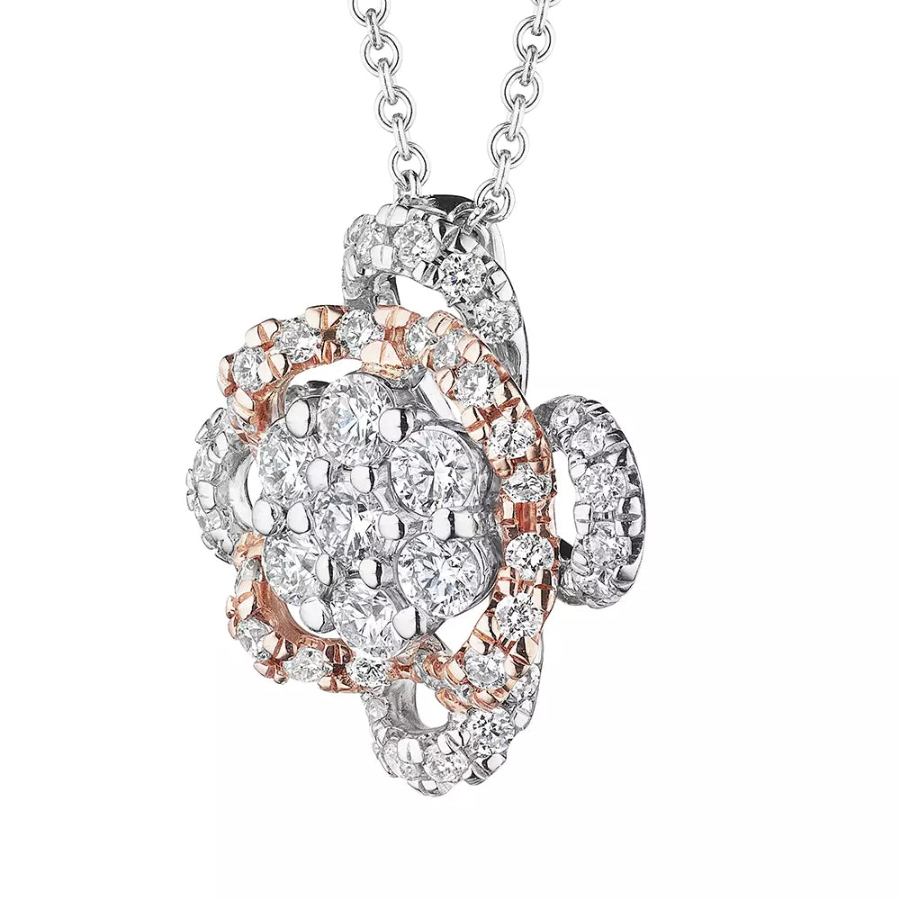 Verragio 18k Two-Tone Floret Cluster Diamond Pendant with Adjustable Chain
