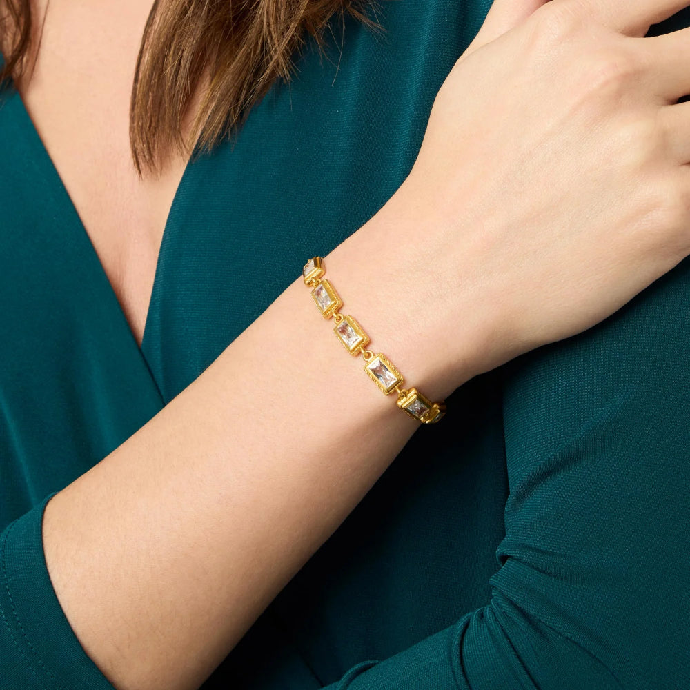 Julie Vos Baguette-style Tennis Bracelet for Women with Twisted Golden Wire Embellishments