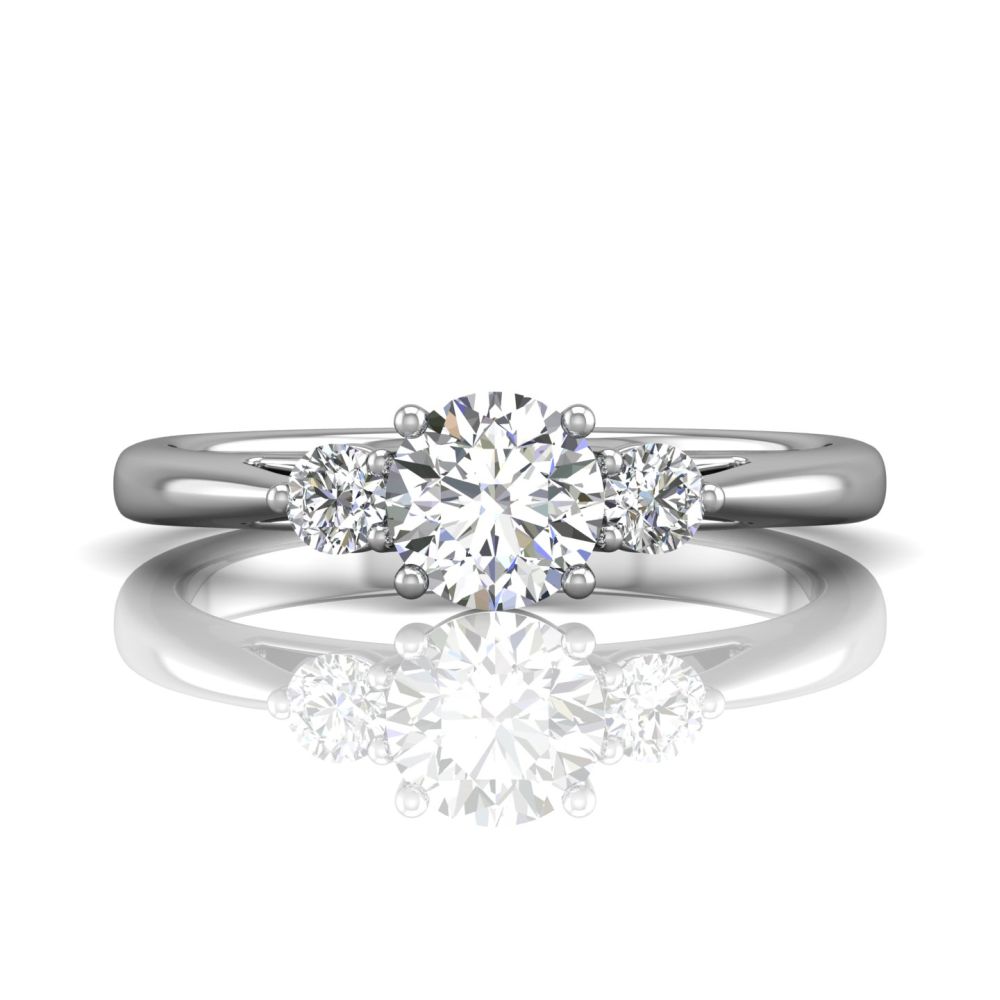 14k White Gold FlyerFit Three-Stone Classic Engagement Ring