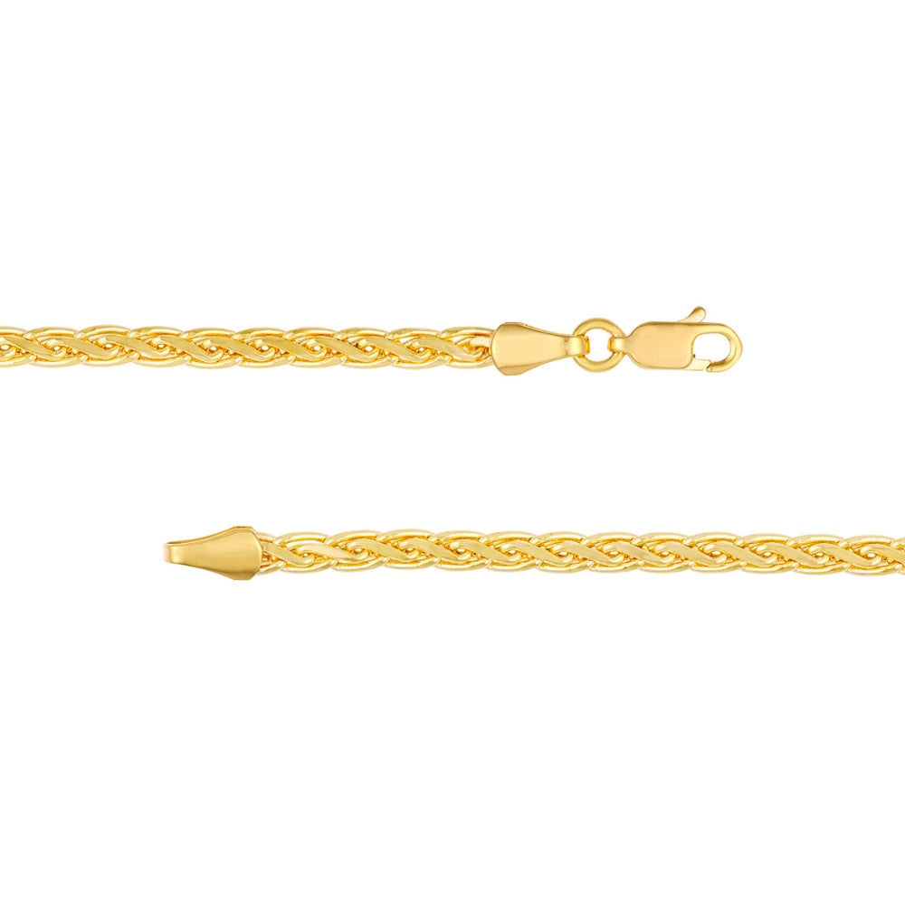 Stylish 14k Yellow Gold Hollow Flat Wheat Chain Bracelet for Timeless Fashion
