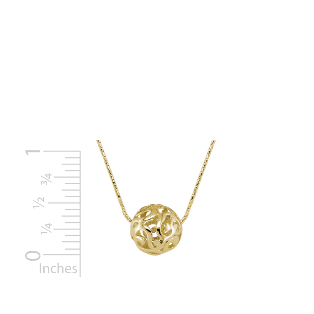 14 Karat Yellow Gold Sphere-Shaped Pendant Necklace with 18-Inch Chain