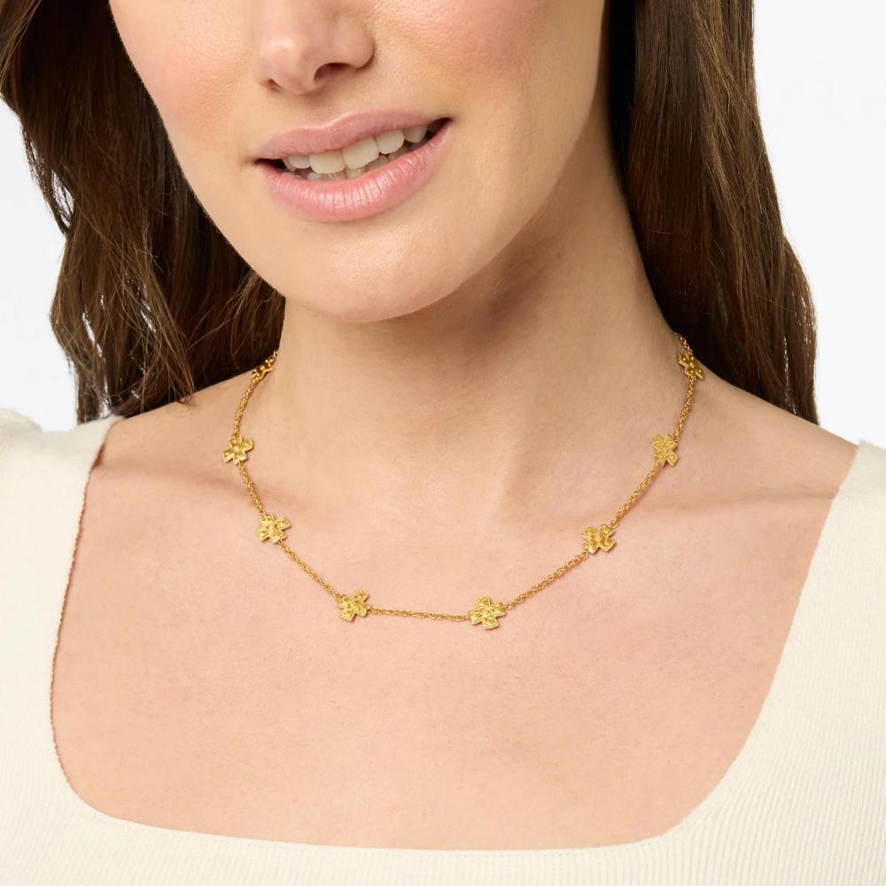 Julie Vos Delicate Canterbury Station Necklace with Golden Beads