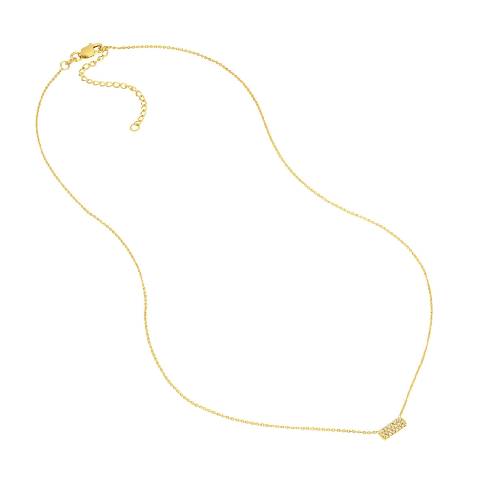 14k Gold Diamond Mini Dog Tag Necklace for Fashion Statement