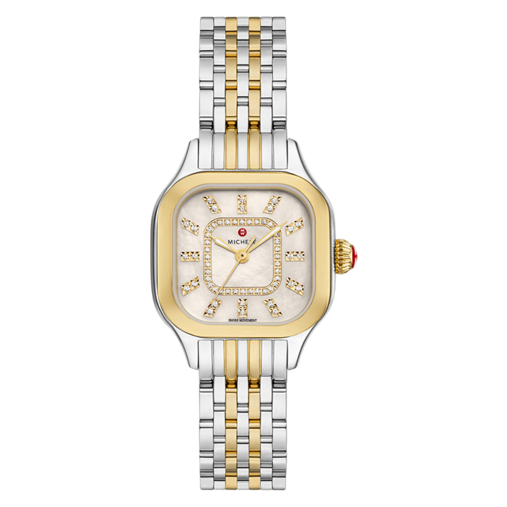 Michele Meggie Ladies' Two-Tone 18k Gold-Plated Luxury Diamond Dial Wristwatch
