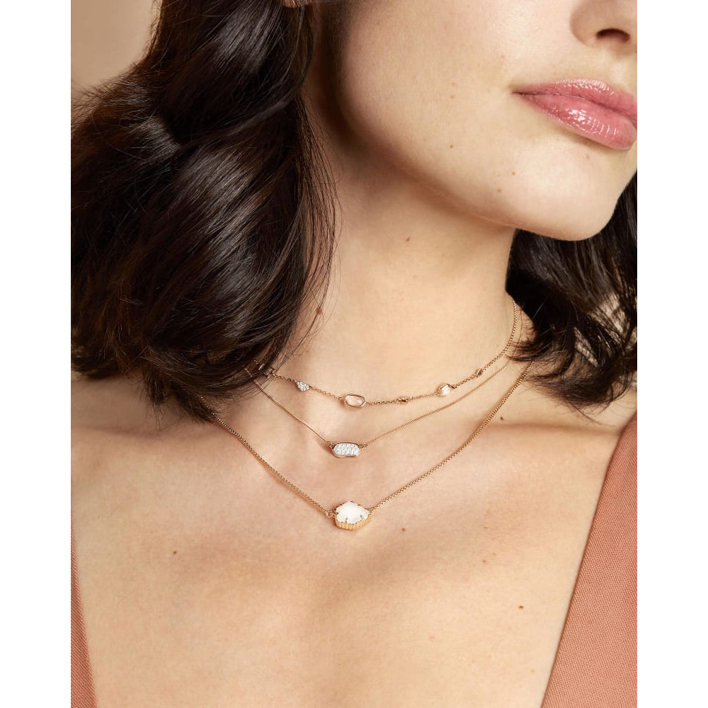 Kendra Scott Lisa 14k Gold Pave White Diamond Pendant Necklace - A Dainty and Sparkling Jewelry Piece