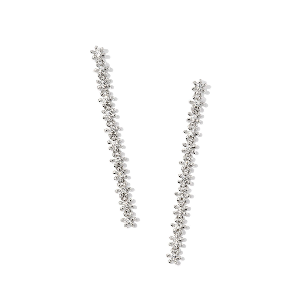 Kendra Scott Nydia Linear Tennis-Style Earrings with White Crystals