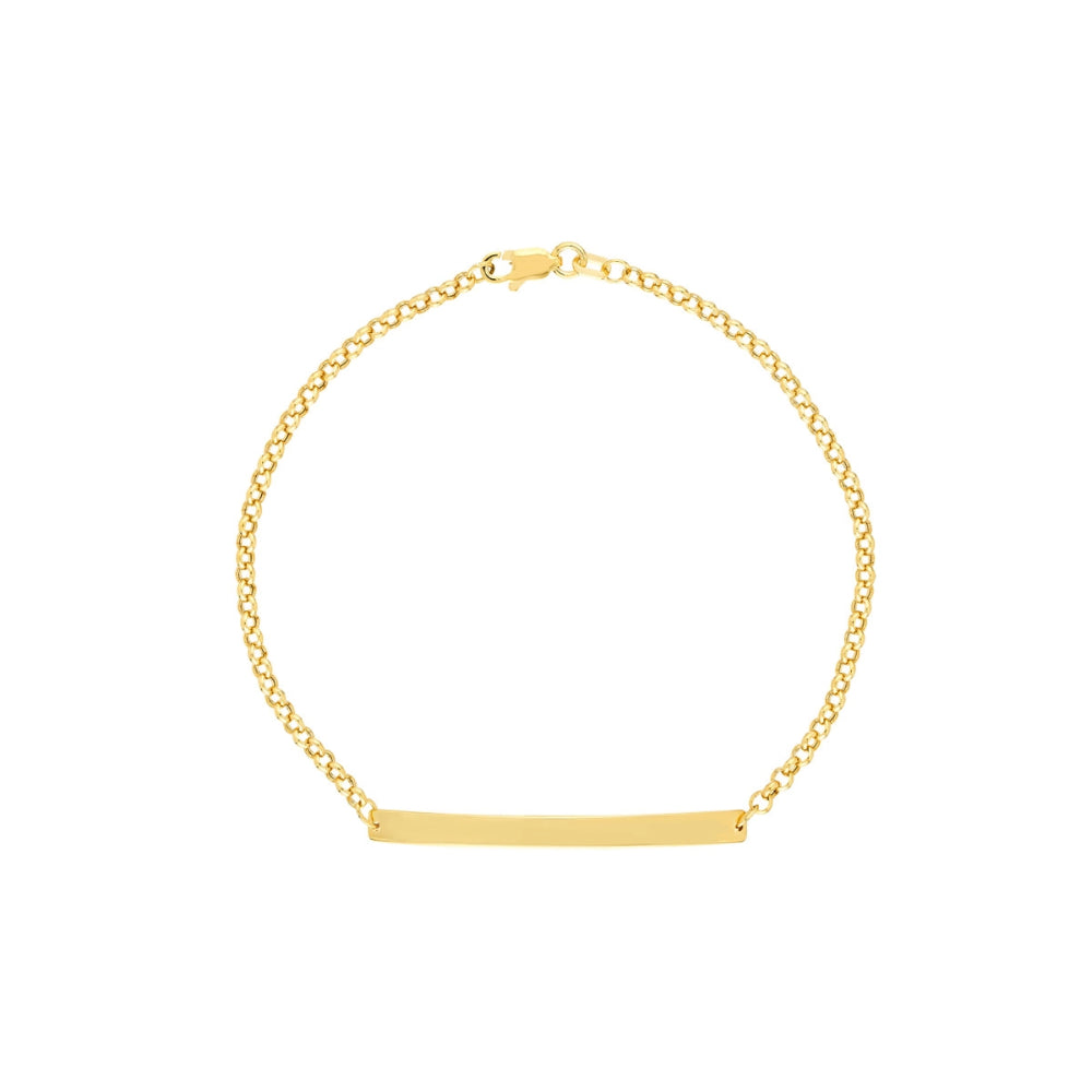 Engravable 14k Gold Identification Rolo Chain Bracelet for a Timeless Look