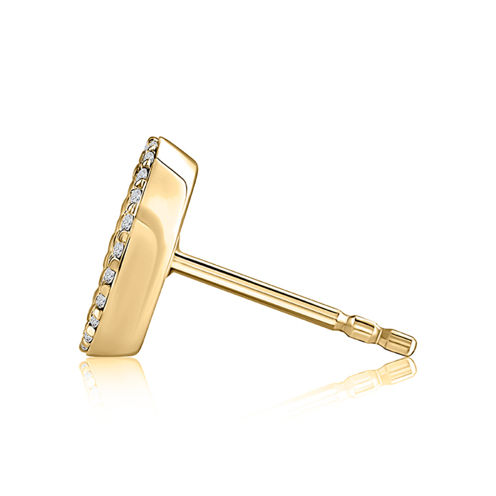 A. Jaffe 14k Gold Quilted Stud Earrings with Sparkling Diamond Borders