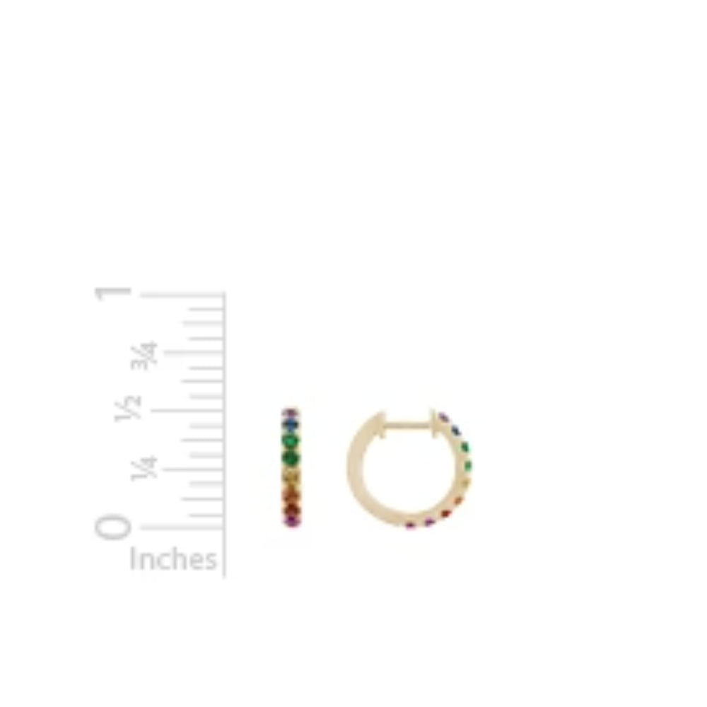 Exquisite 14k Gold Multi-Color Sapphire Circular Hoop Earrings for Women