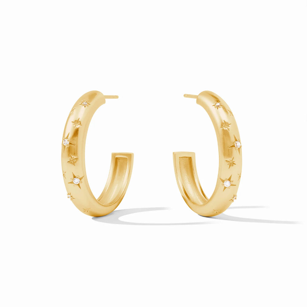 Julie Vos Cubic Zirconia Luna Stone Golden Hoop Earrings
