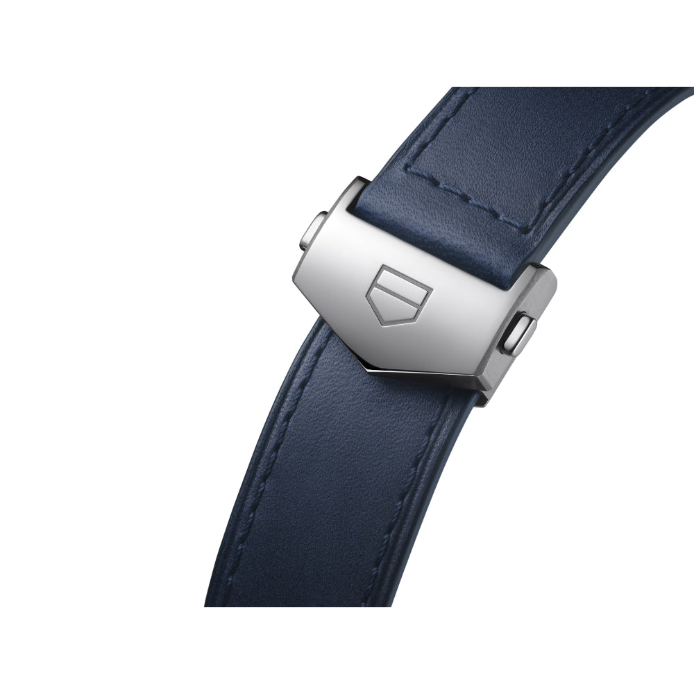 Tag Heuer Carrera 42mm Automatic Chronograph Watch with Striking Blue Design and Orange Accents
