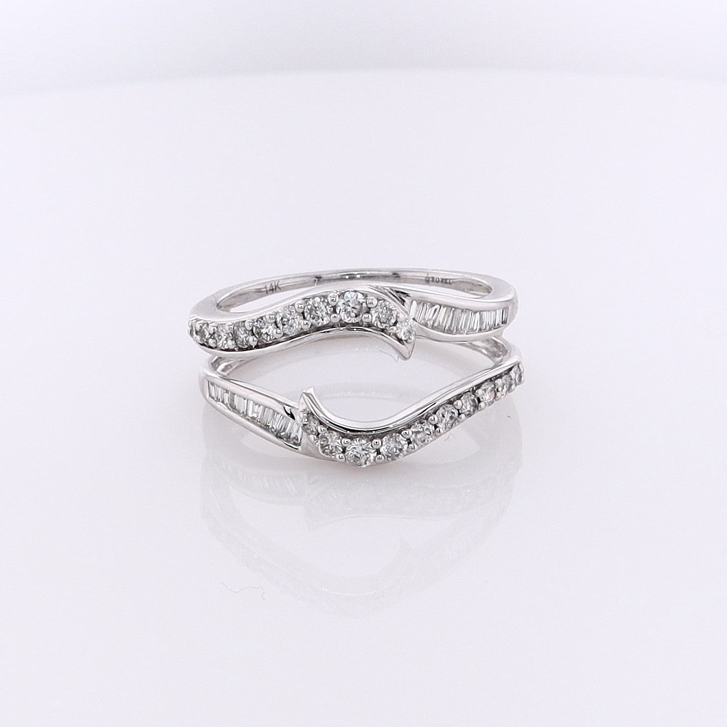 Exquisite 14K White Gold Diamond Ring Insert with 40 Diamonds