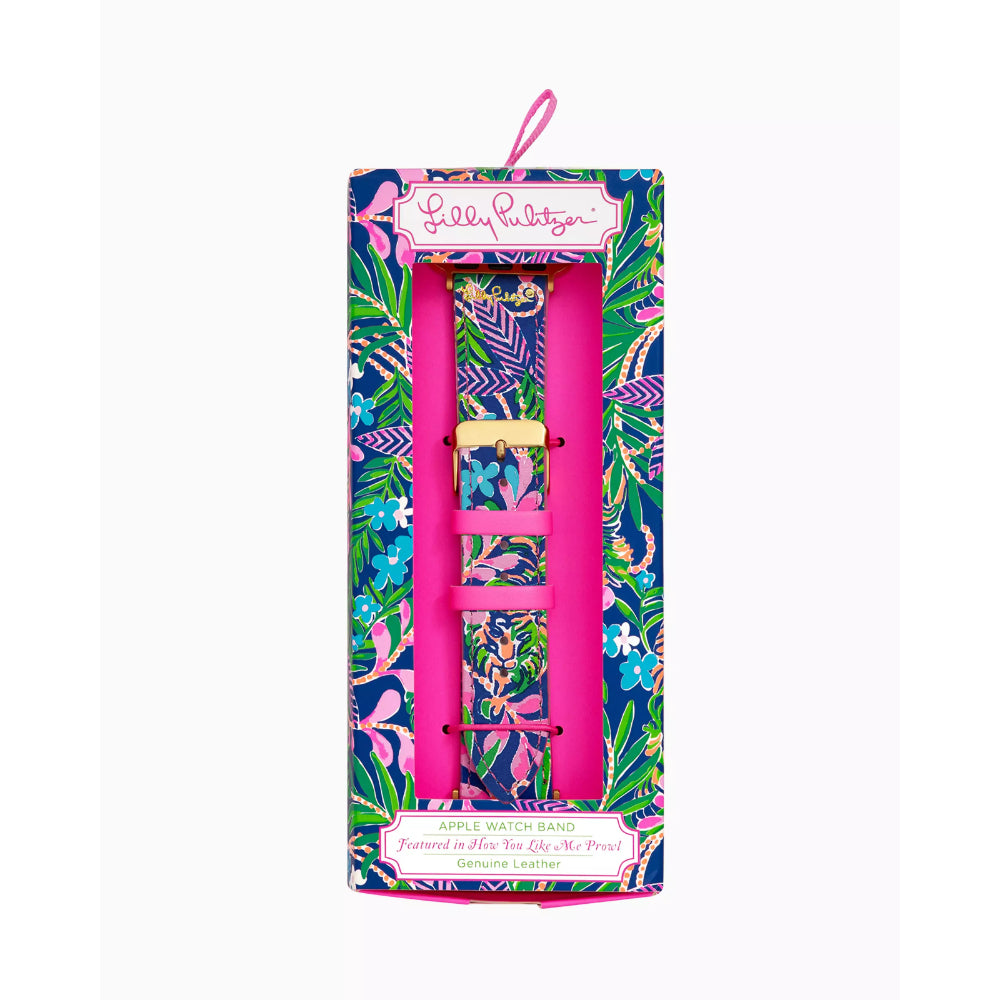 Lilly Pulitzer Colorful Printed Leather Apple Watch Band with Gold Hardware