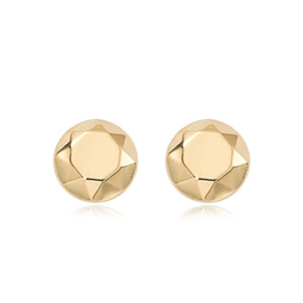 Gorgeous 14k Gold Faceted Button Stud Earrings for Everyday Elegance