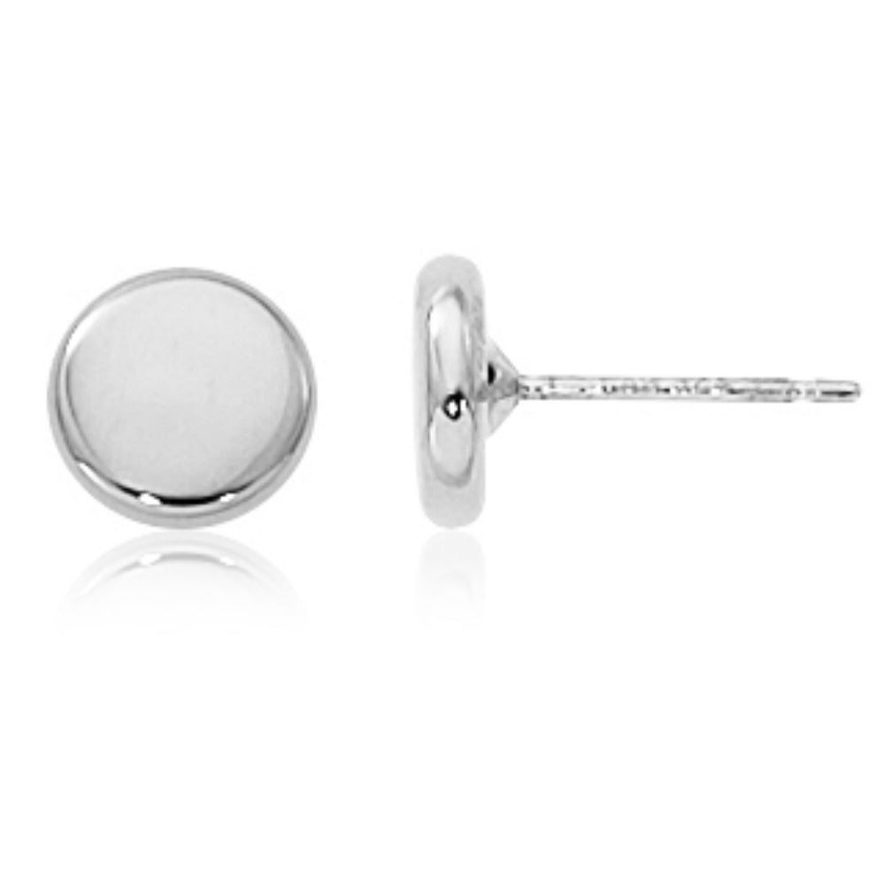 14k Gold 8mm Flat Round Stud Earrings with Friction Backs