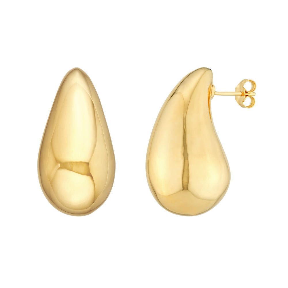 14k Gold Extra Large and Eye - Catching Teardrop Dome Earrings