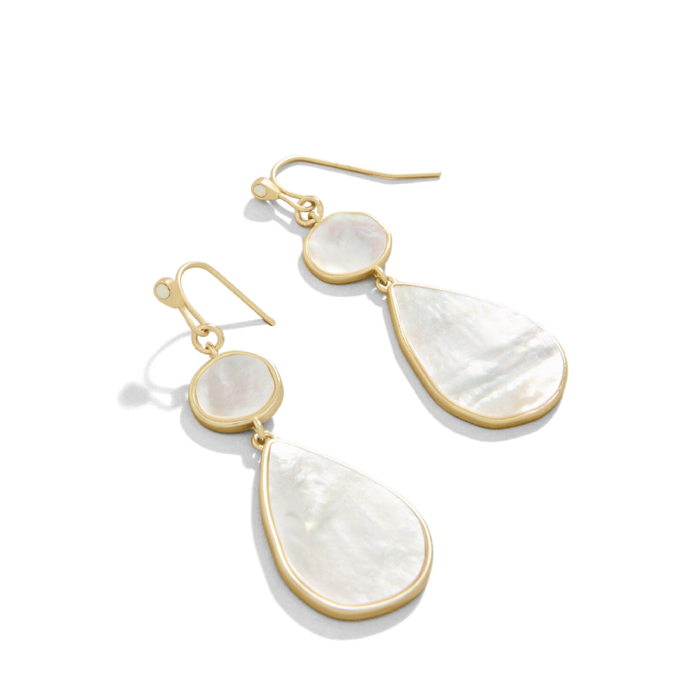 Gorgeous 18kt Matte Gold Plated Mother-of-Pearl Spartina Batina Earrings