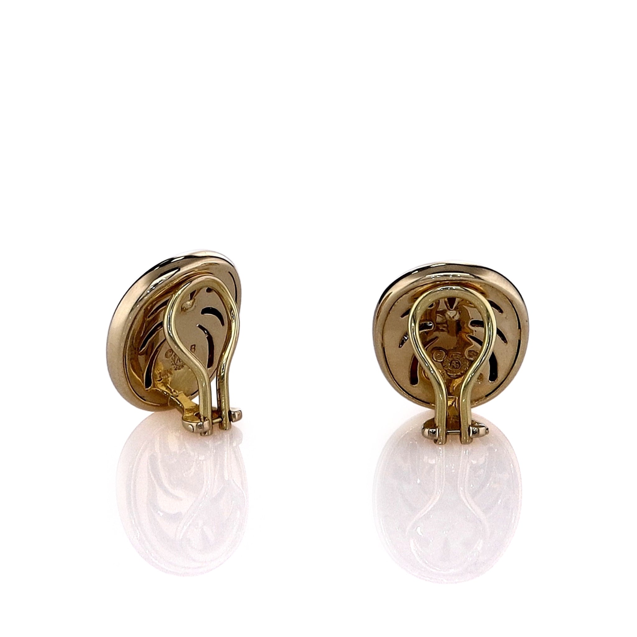 Asch Grosbardt Estate 14k Yellow Gold Clip - On Stud Earrings with Multi - Stone Inlay Design