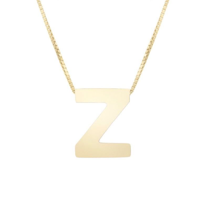 14K Gold Block Letter Initial Fashion Necklace - Available in ALL LETTERS