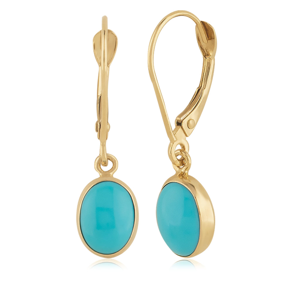 Stunning 14k Yellow Gold Turquoise Drop Earrings for Elegant Look