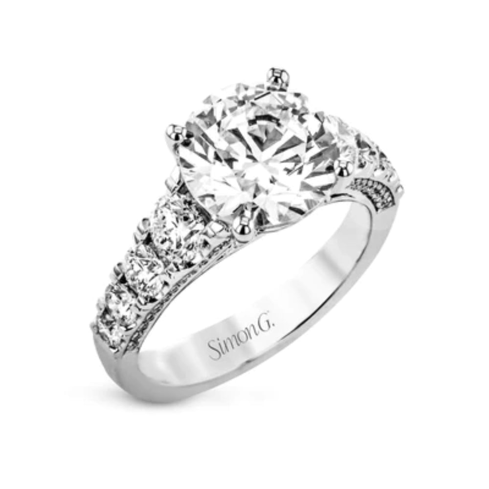 Simon G. 18k White Gold Round-Cut Diamond Engagement Ring