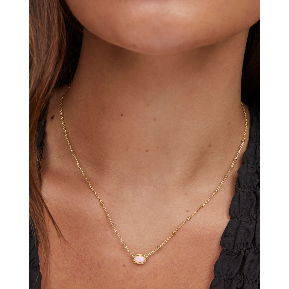 Kendra Scott Gold-Plated Mini Elisa Pink Opalite Crystal Satellite Short Pendant Necklace