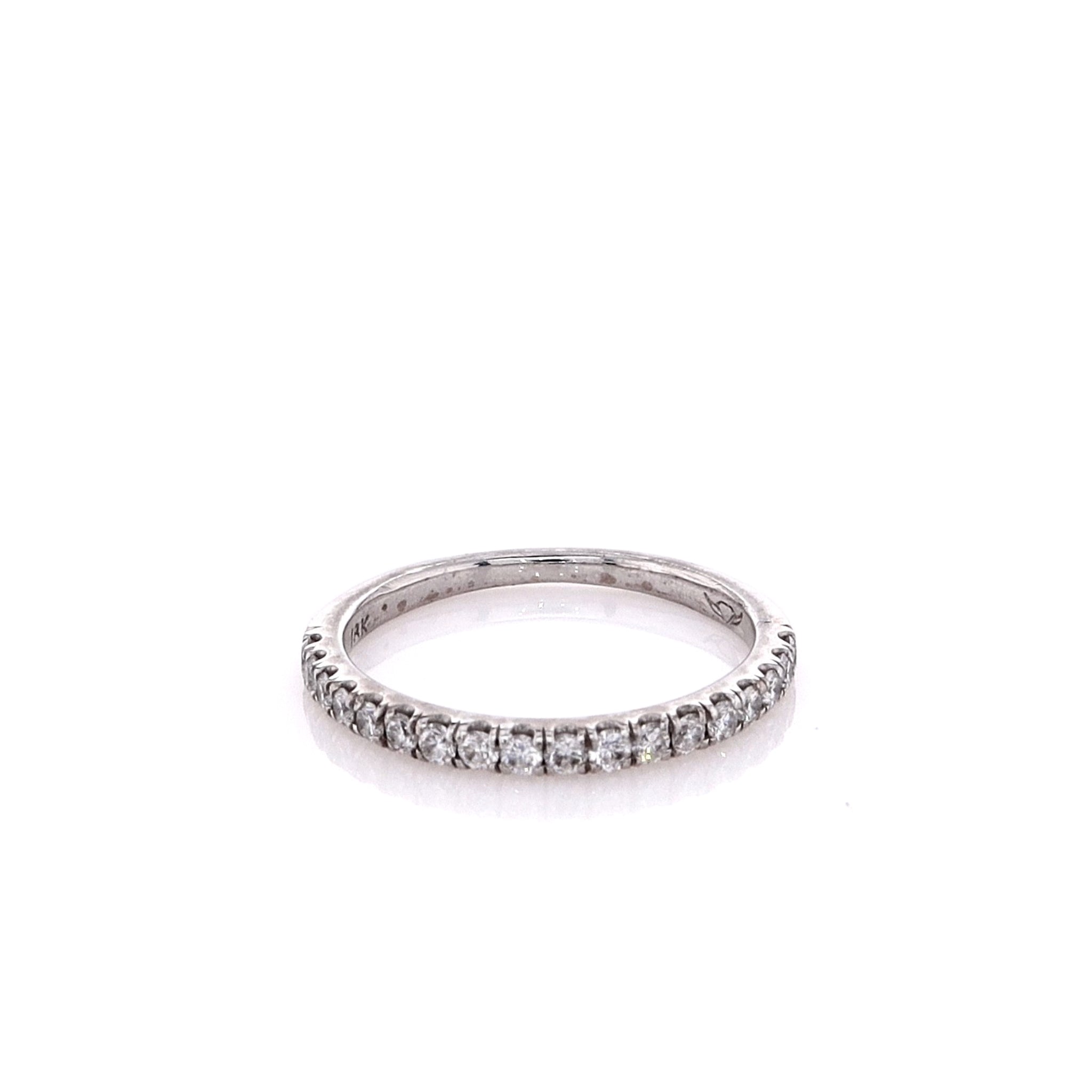 Exquisite Estate 18k White Gold Micropave-Set FlyerFit Diamond Ring for Wedding Ceremony
