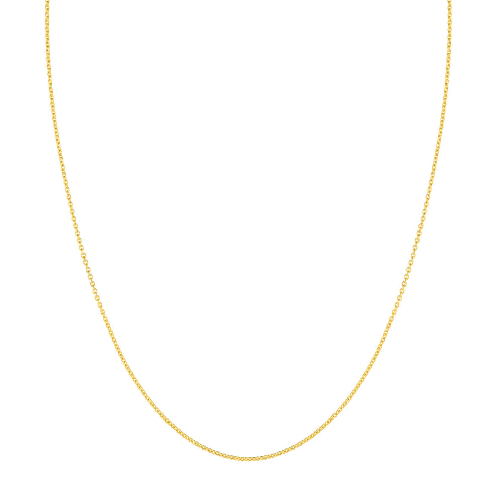 14k Yellow Gold Cable Chain Necklace, 1.5mm Wide, 18 Inches Long