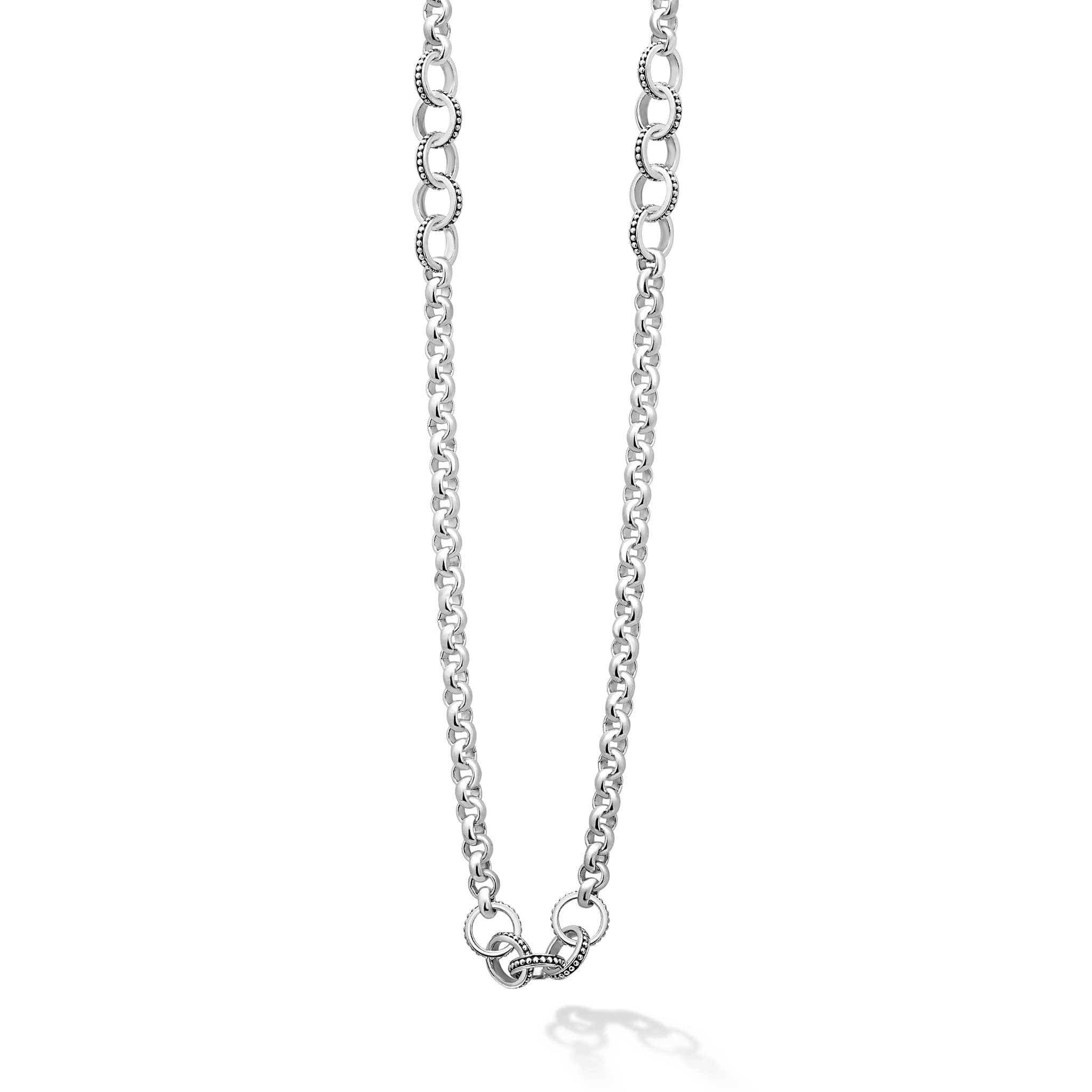Lagos Stainless Steel Enso 5-Circle Stations 7mm Chain Necklace with a Length of 34 Inches