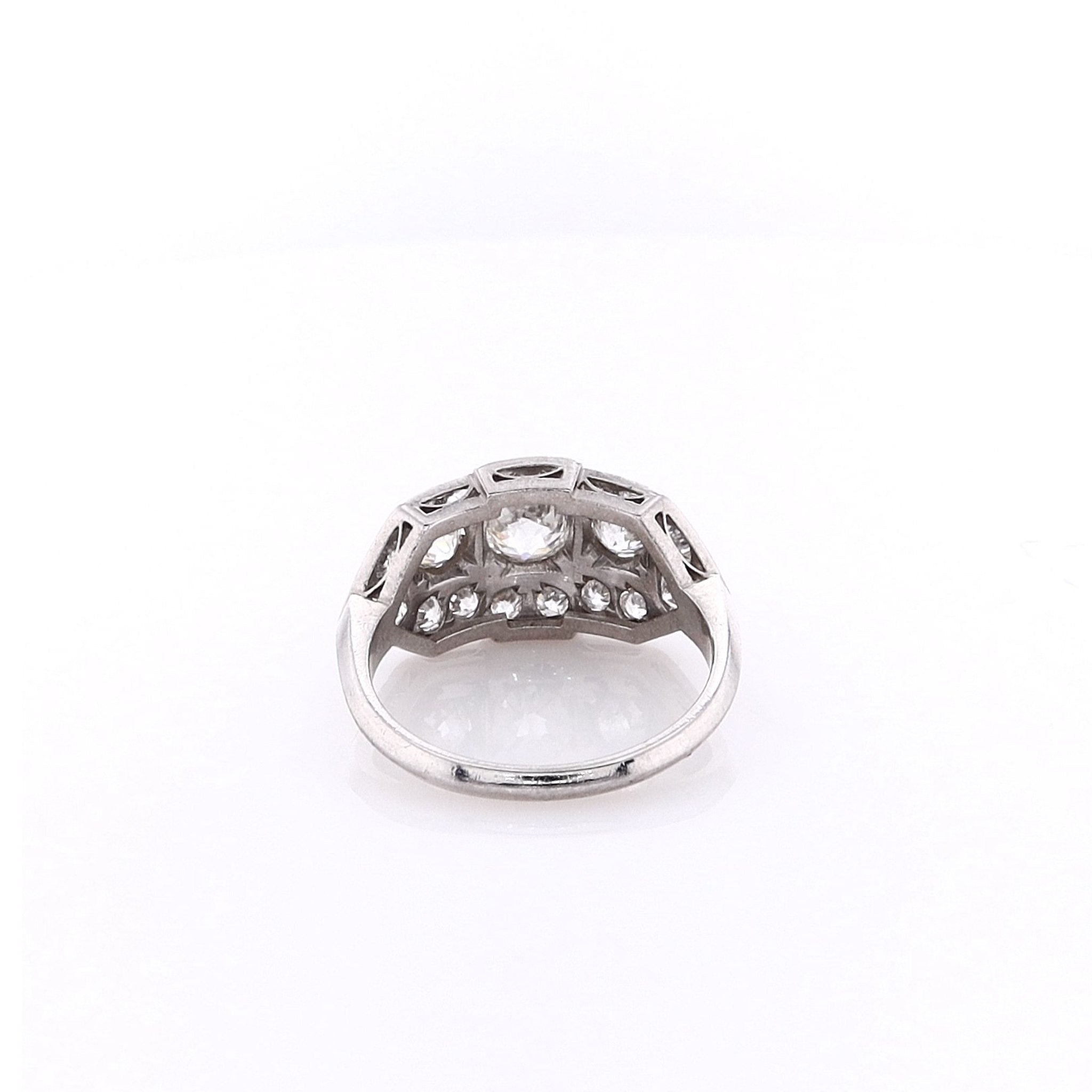 Exquisite Estate 14k White Gold Vintage Old European Cut Diamond Chip Ring for Women
