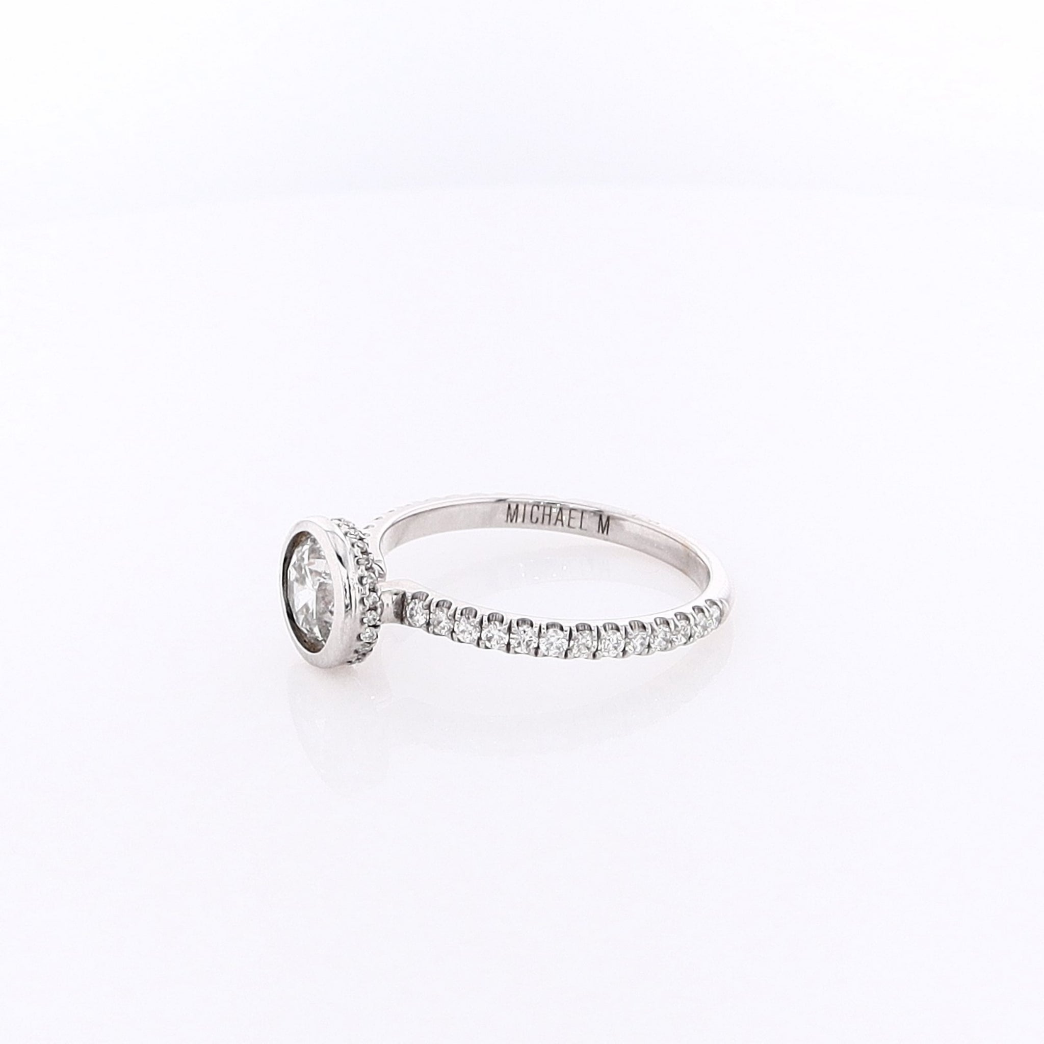 Elegant 18 Karat White Gold Diamond Engagement Ring by Estate Michael M