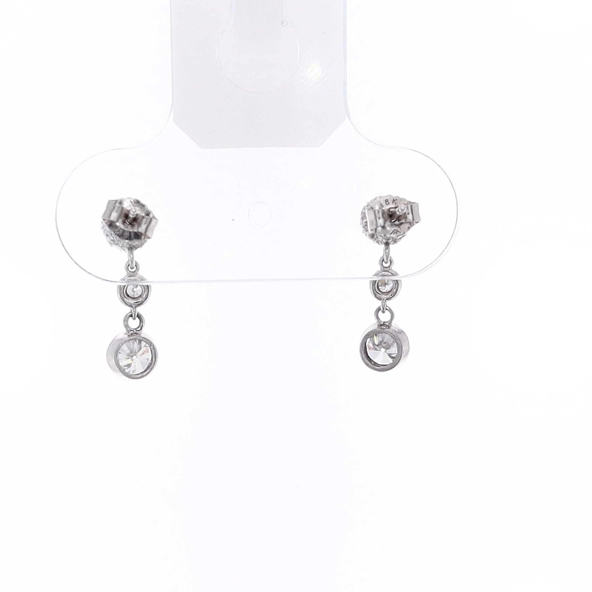 Luxurious Estate 14 and 18 Karat White Gold Diamond Dangle Earrings for Elegant Women