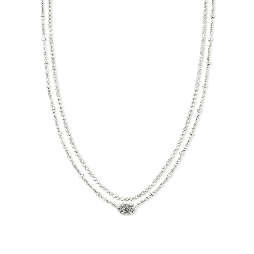 Kendra Scott's Drusy Emilie Multi - Strand 14k Gold or Rhodium Plated Necklace