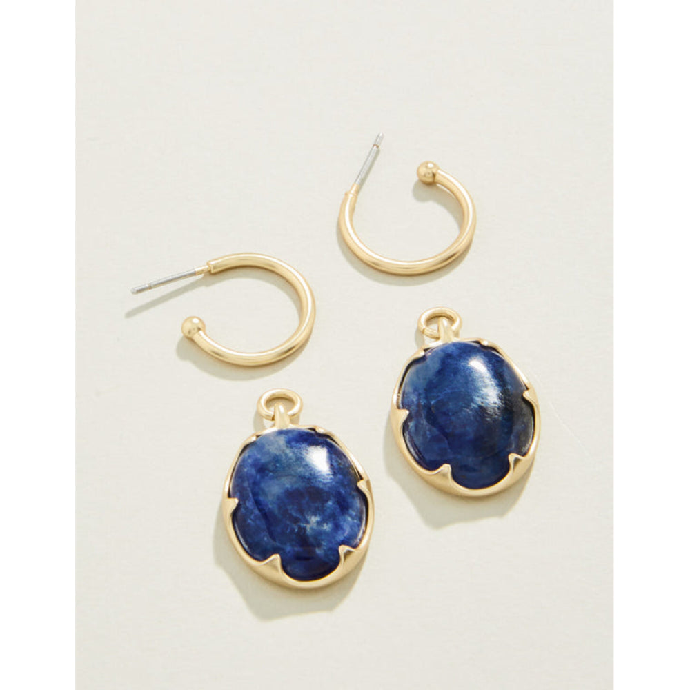 Stylish Spartina Coralie Blue Stone Earrings with 18kt Matte Gold Plating