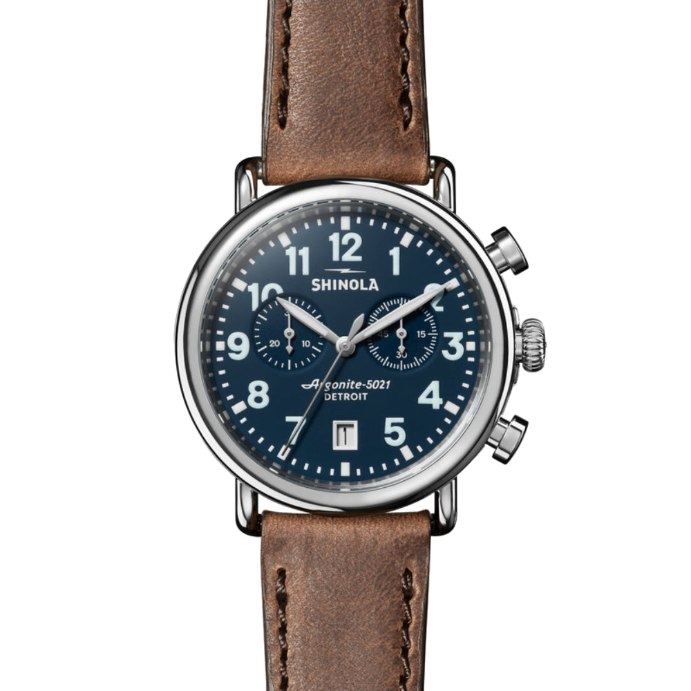 Shinola Runwell Chrono 41mm Stainless Steel Quartz Chronograph Wristwatch for Men and Women