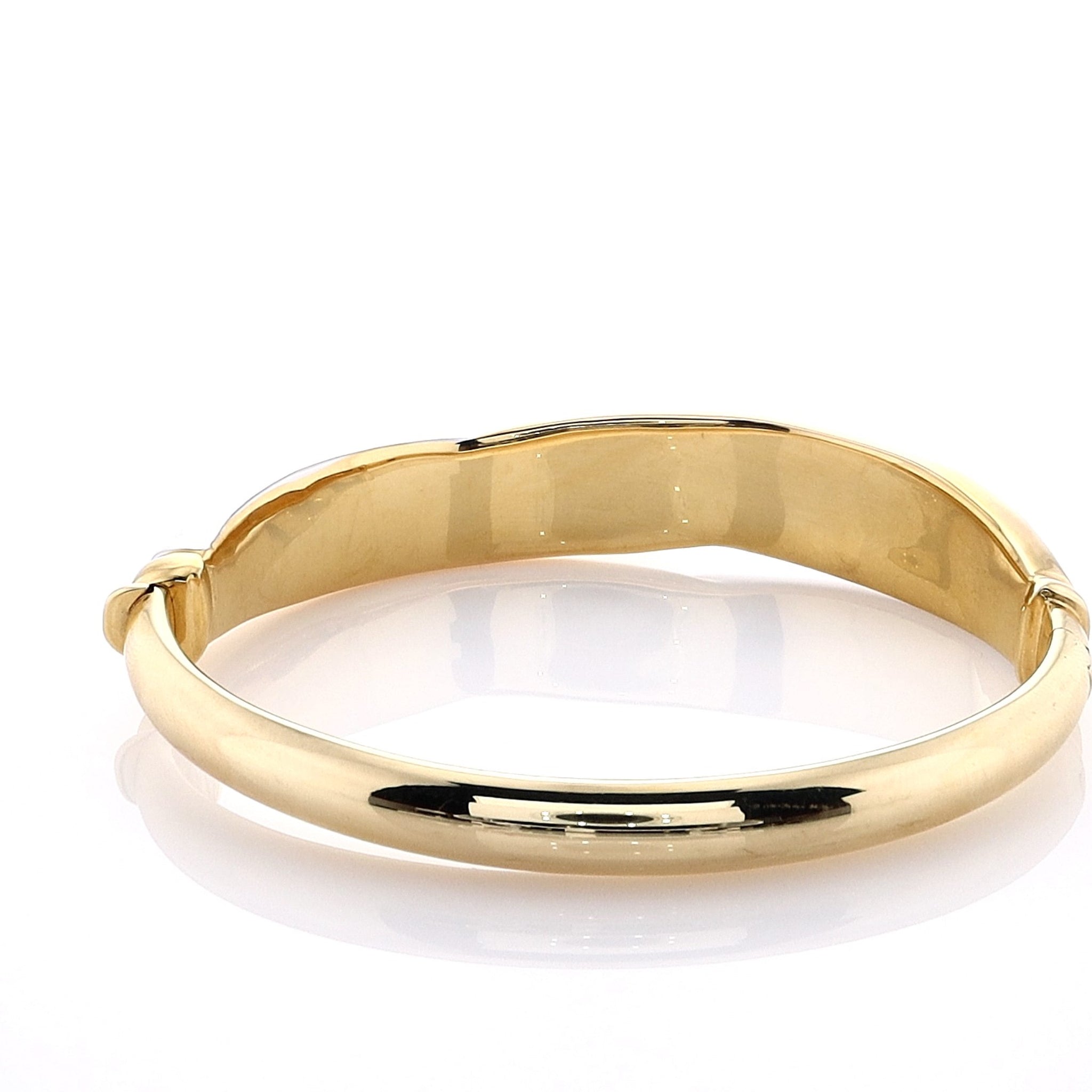 18k Estate Two Tone Hinged Criss Cross Top Diamond Bangle Bracelet for Women