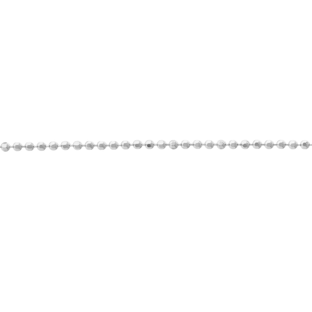 Exquisite 14k White Gold Diamond-Cut Bead Style Bracelet with a Length of 7.25 Inches