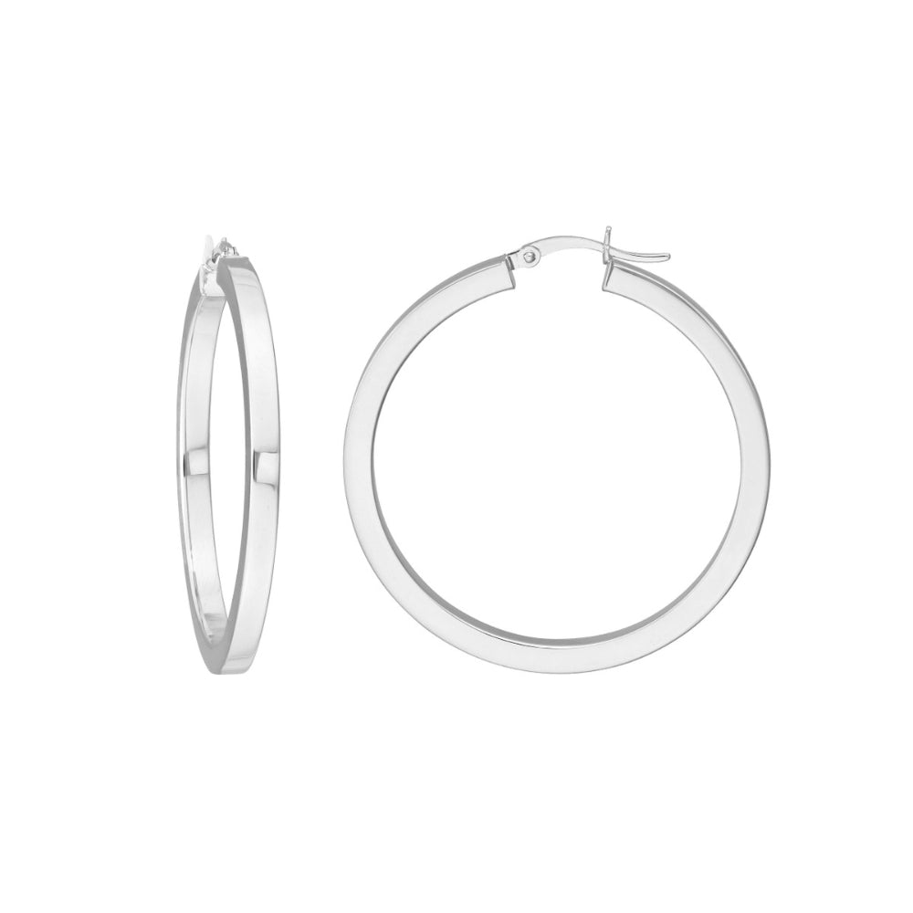 Trendy 14k Gold Square Tube Hoop Earrings with 3mm Thickness and 40mm Diameter